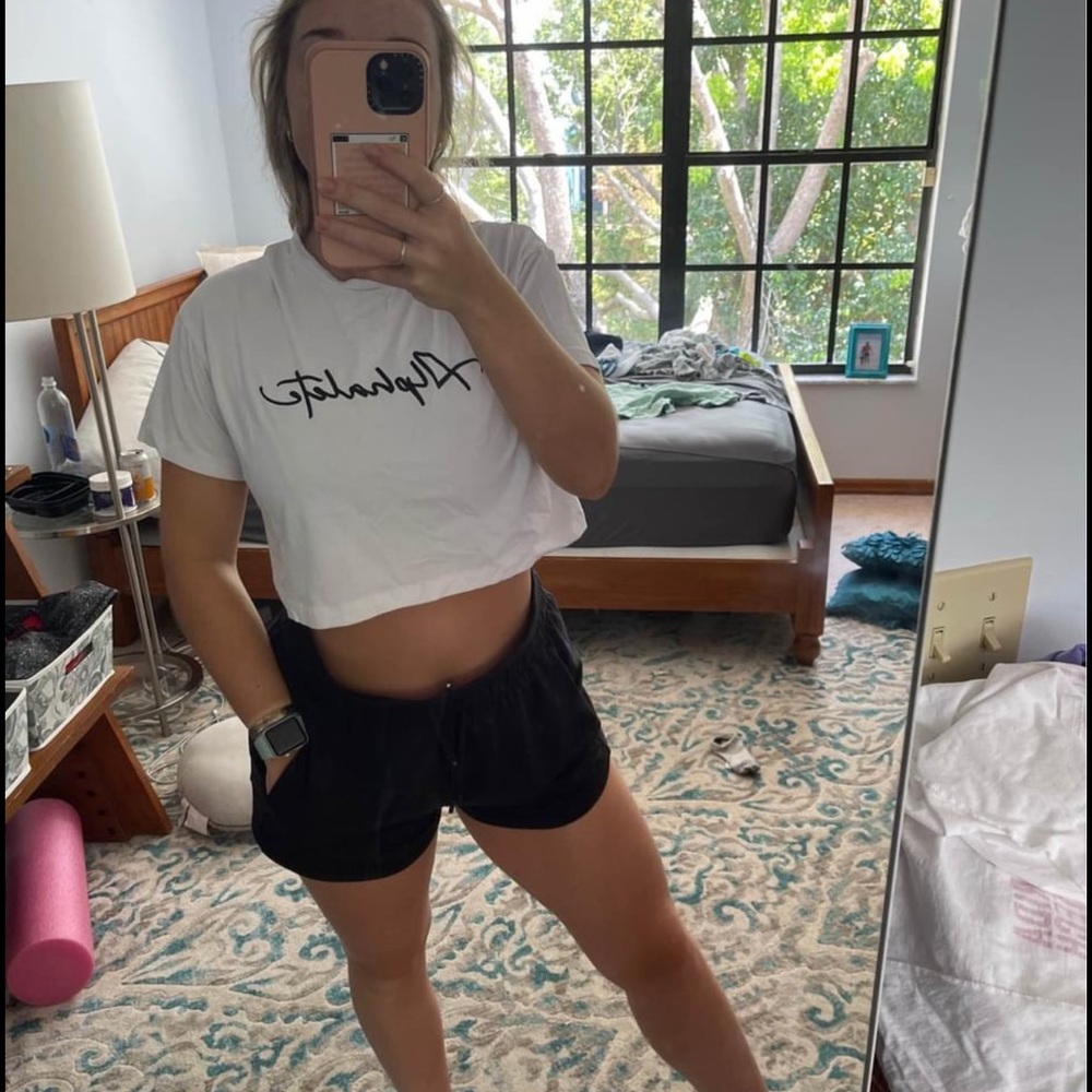 White alphalete crop top